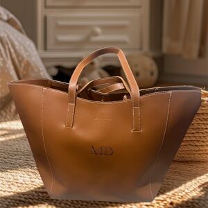 Katie loxton Perri tote bag cognac vegan leather tote monogrammed